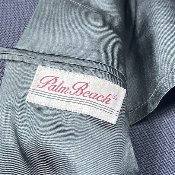 Palm Beach Blazer Mens Size 46 Solid Navy Blue Two Gold Buttons Wool Blend - Picture 13 of 14